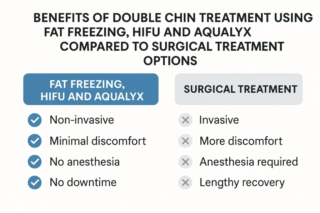Graphic about the benefits of double chin treatment Cranleigh - from LA LIPO