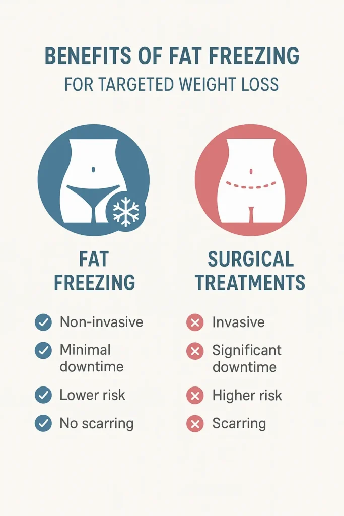 graphic showing the benefits of fat freezing Cranleigh