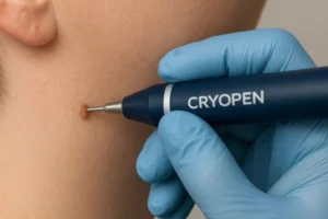 Person receiving skin tag removal Cranleigh
